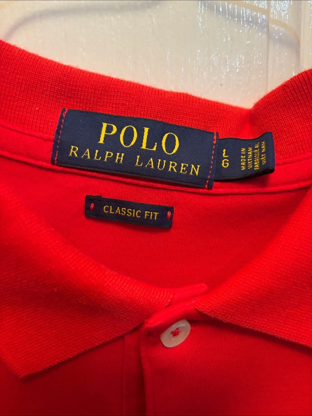 Men’s Polo by Ralph Lauren Bright Red Polo with Navy Pony Size L